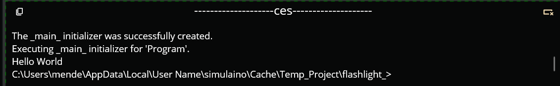 console hello world