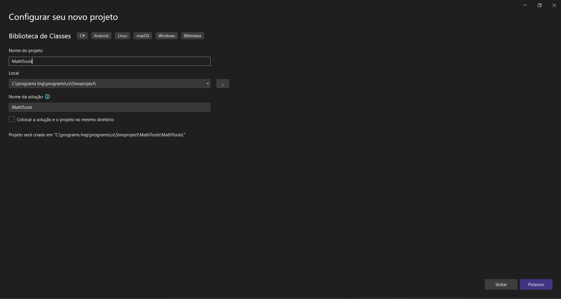 Visual Studio create new Library